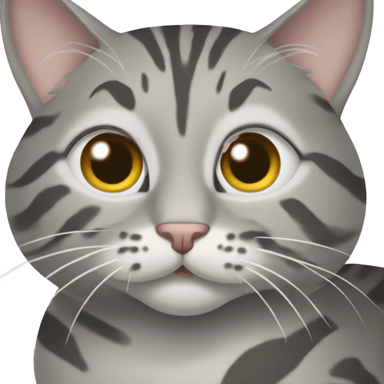 Grey tabby cat with swirl pattern in the fur emoji