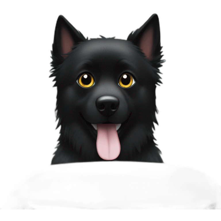 Schipperke dog head with black hair in BMW car emoji