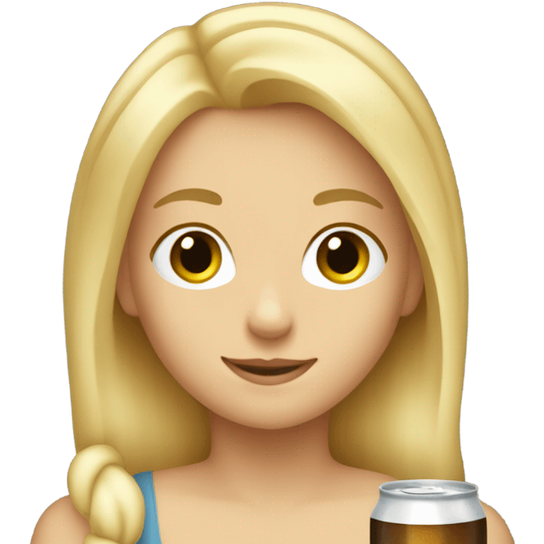 blonde haired girl with a beer emoji