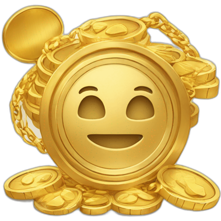 many gold coin and jewelery in a tresors emoji