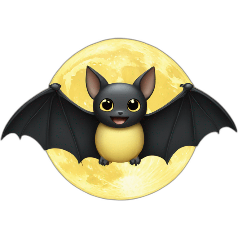 black baby bat wings in front of light yellow moon emoji