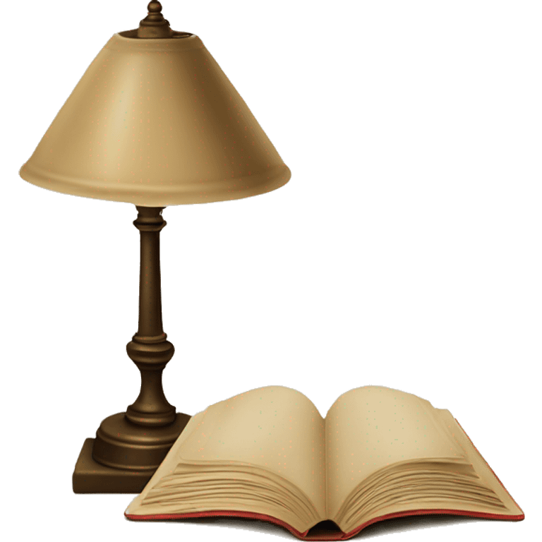 vintage lamp with open book beige emoji