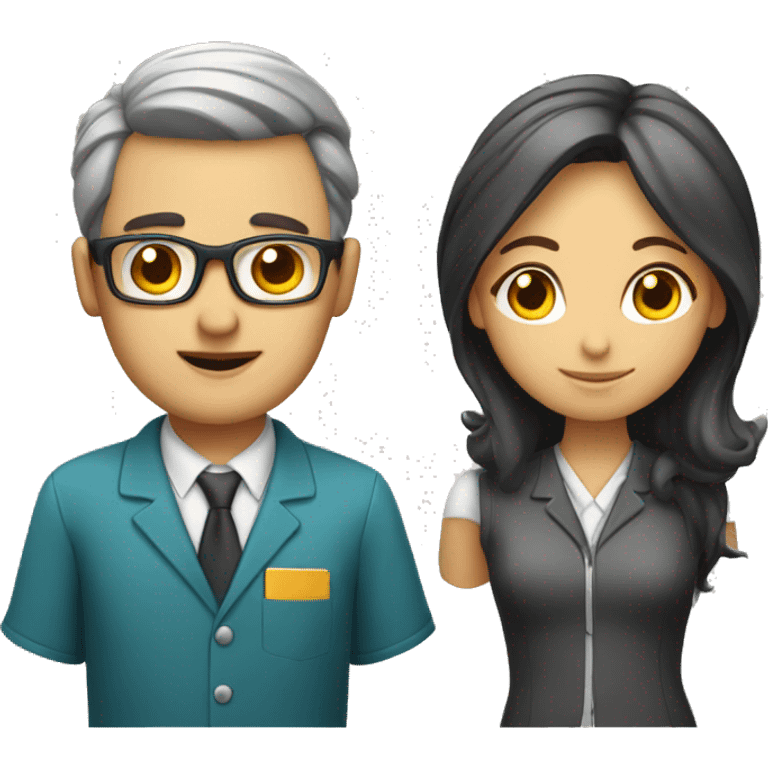 A teacher girl and engineer guy emoji