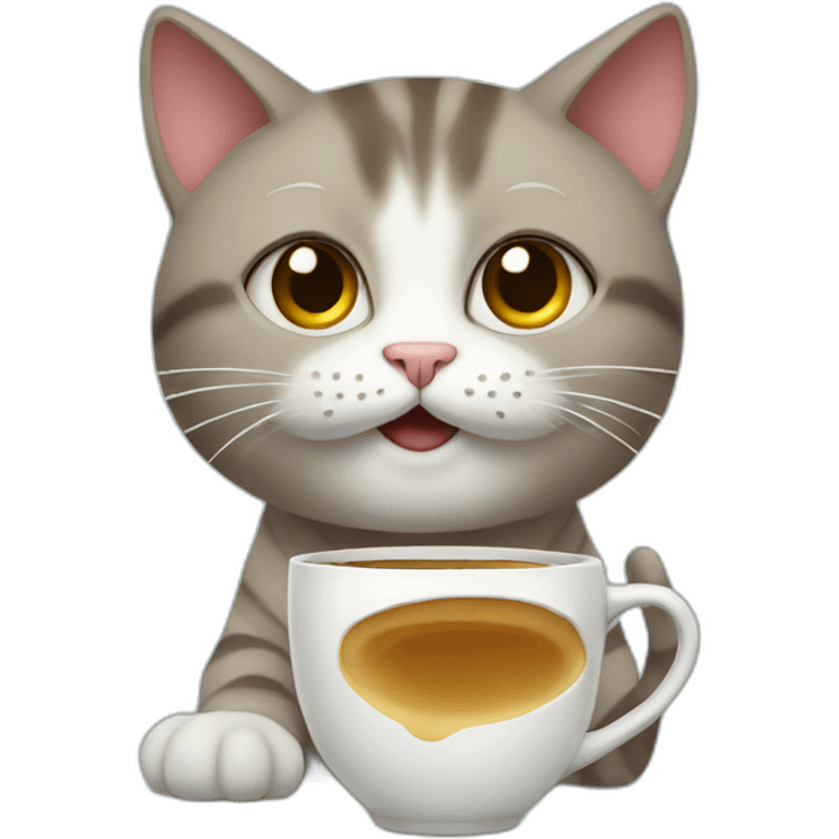 Cat drinks coffee emoji