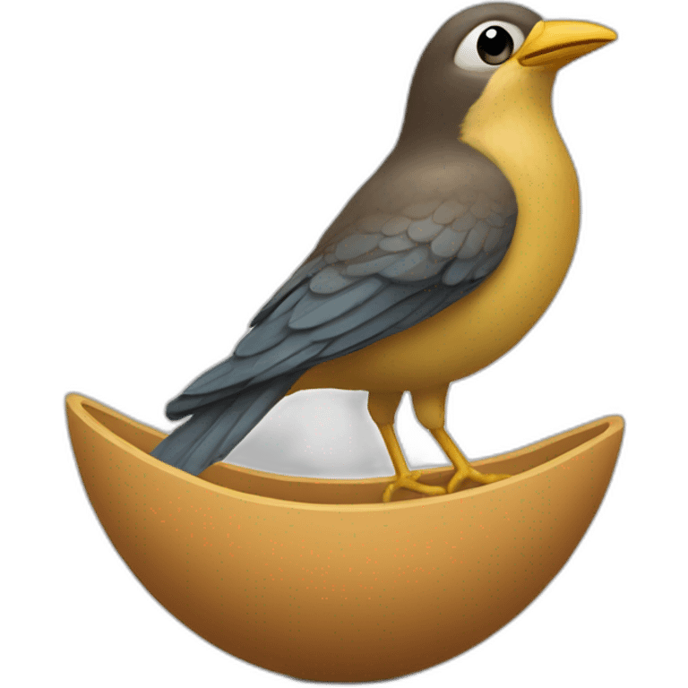 hmm maybe the bird is a bottom of a bird wagonnor a egg sitting  emoji