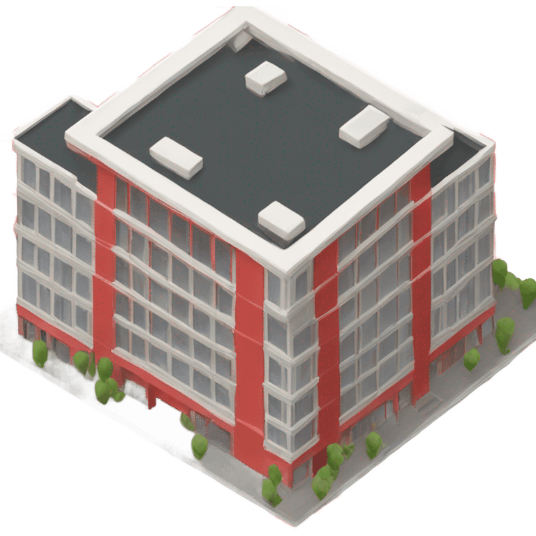 isometric red, modern, one floor building emoji