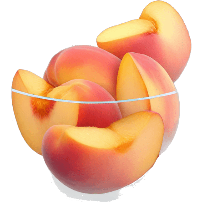 Pink peach slices in a clear glass bowl  emoji