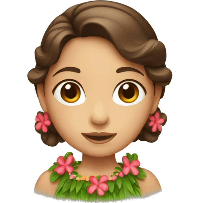 Hawaiian hula girl with brown hair emoji