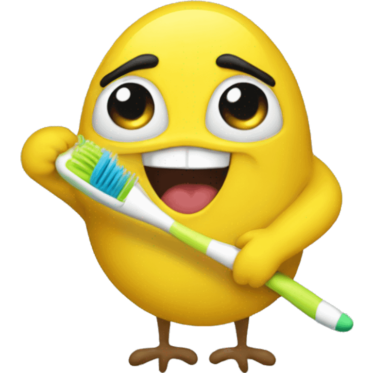 canary with tooth brush emoji