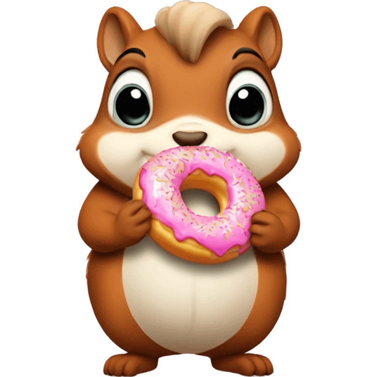 A fat squirrel eating a donut emoji