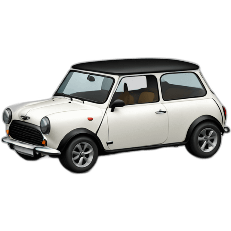 white classic mini cooper with black hood emoji