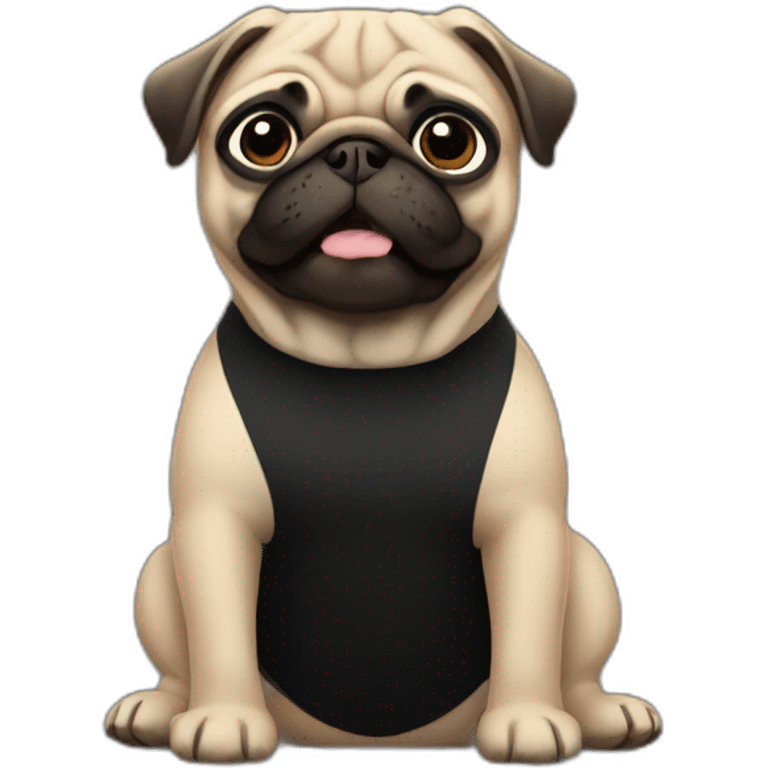 pug wearing a black t-shirt emoji