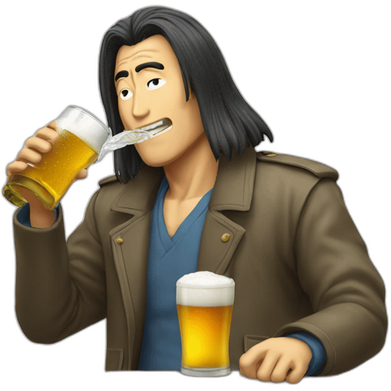 Kaiji Itō drinking asahi beer emoji