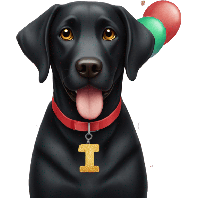 Black Labrador with happy birthday banner  emoji