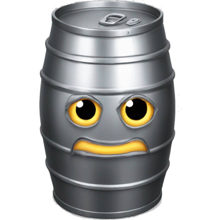 metal beer keg with x eyes emoji