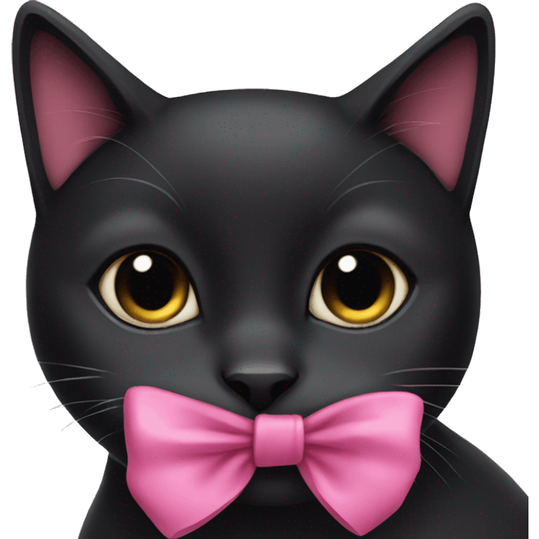 Black cat with pink bow around neck emoji