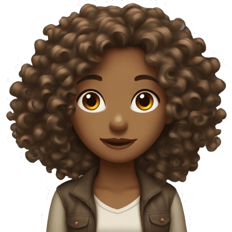 Curly haired brown girl  emoji