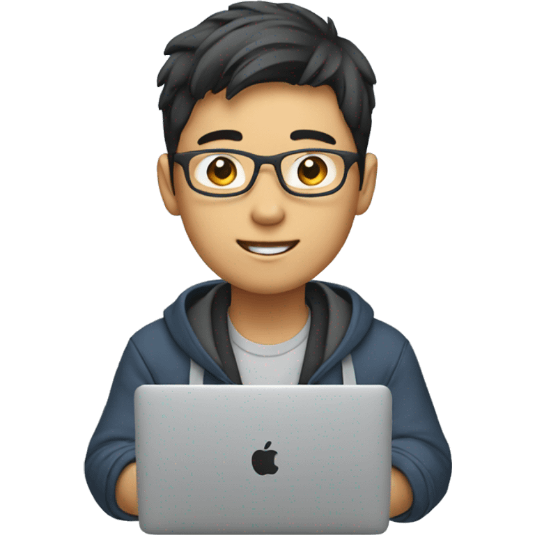 student Asian Person working on macbook laptop emoji