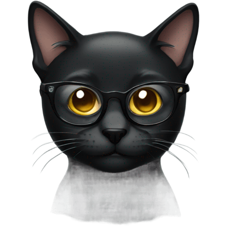 Black Cat with glasses emoji