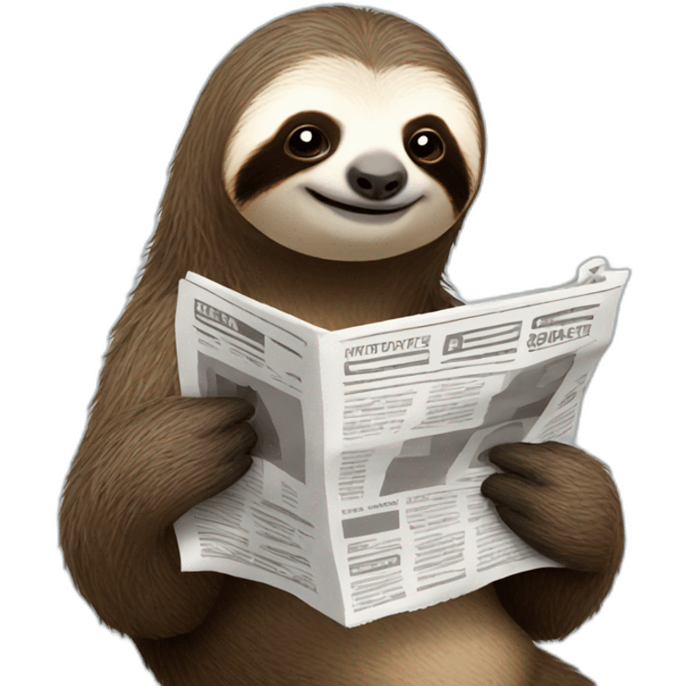 Sloth reading newspaper emoji