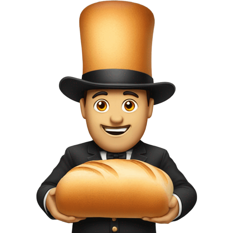 Long Bread guy with a top hat emoji