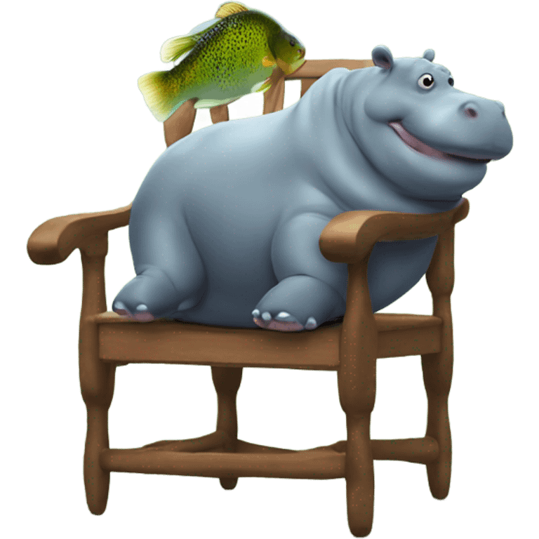 Hippo & trout on a chair emoji