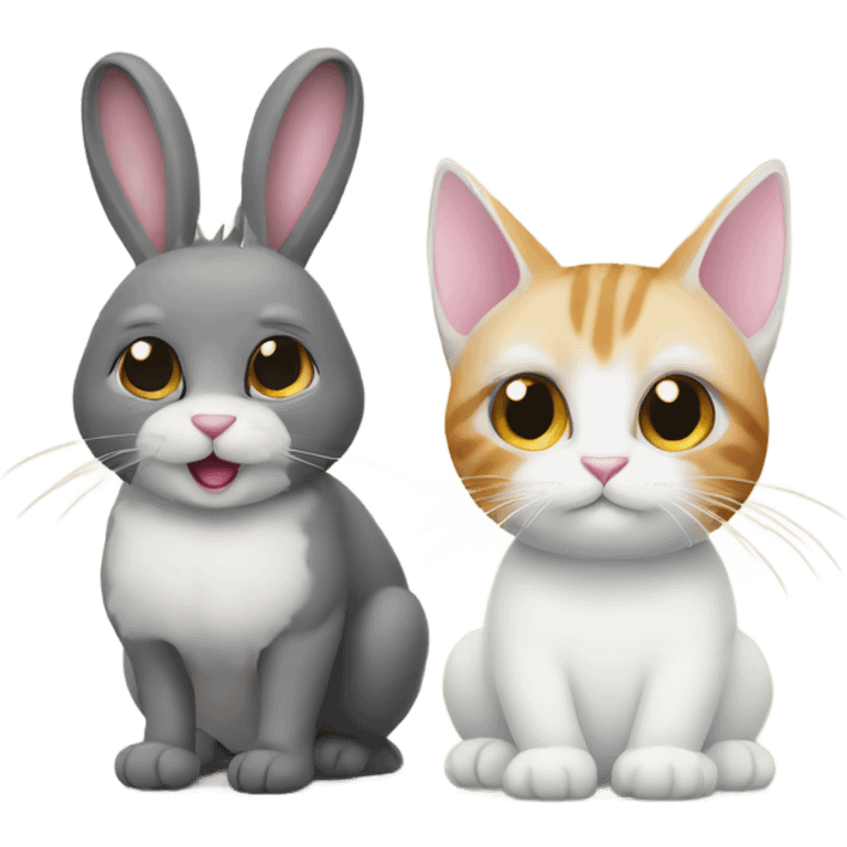 Rabbit and a cat emoji