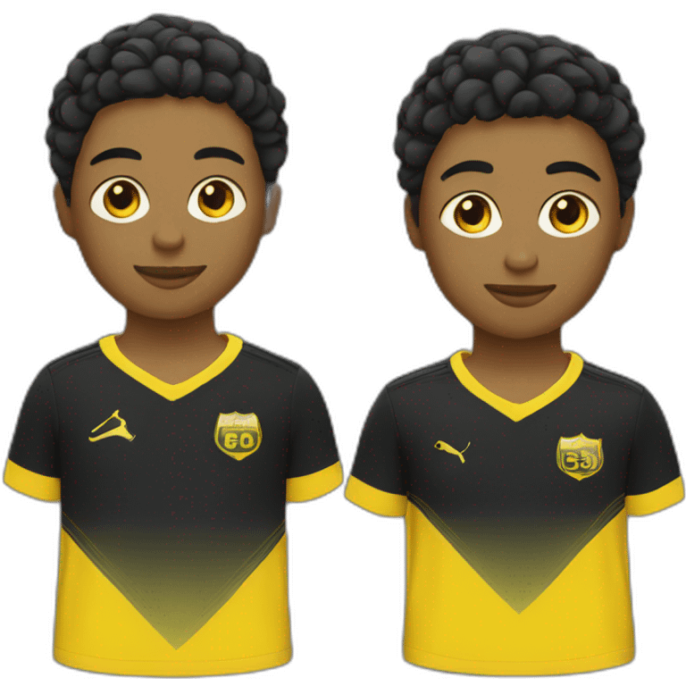 people in soccer uniforms in the color black and yellow emoji