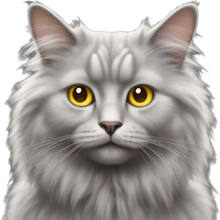 Angora cat gray with eyes yellow emoji