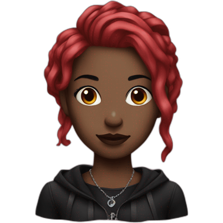 goth black girl with red hair  emoji