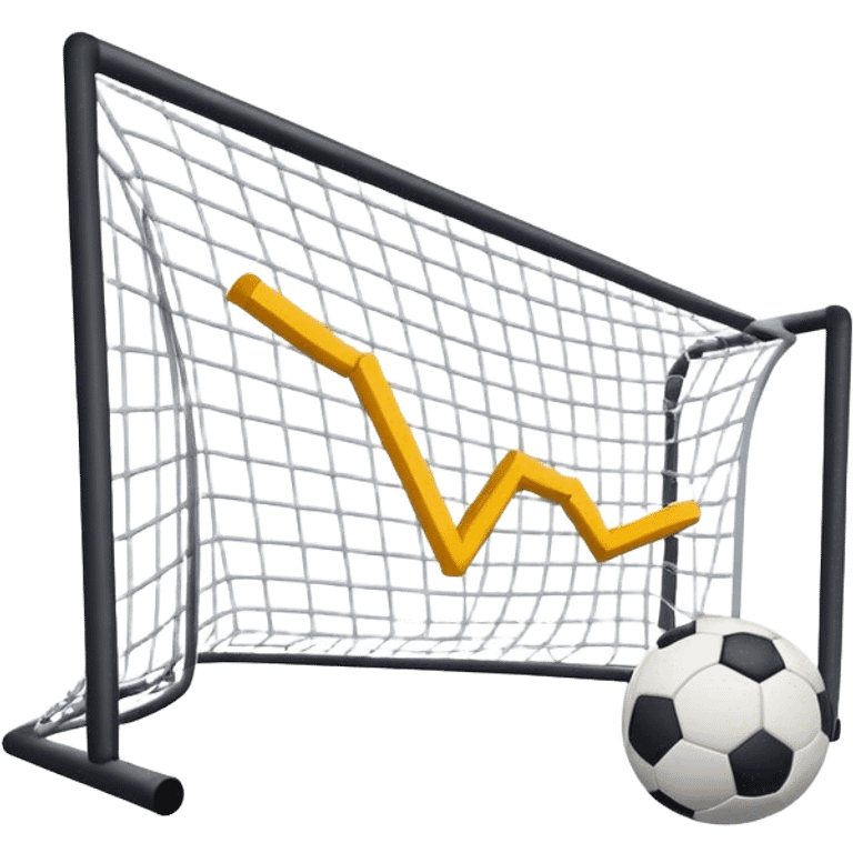 Cinematic realistic 3d growing bar graph in a soccer goal emoji