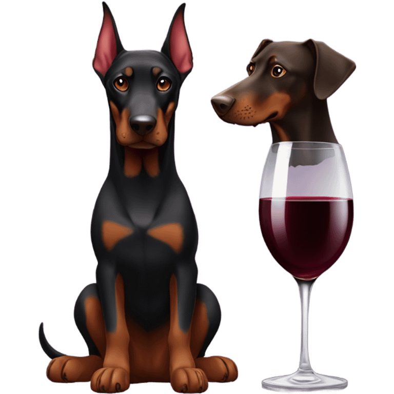 Red wine and doberman emoji