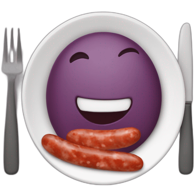 Raisin et saucisson dans une assiette qui vont être manget emoji