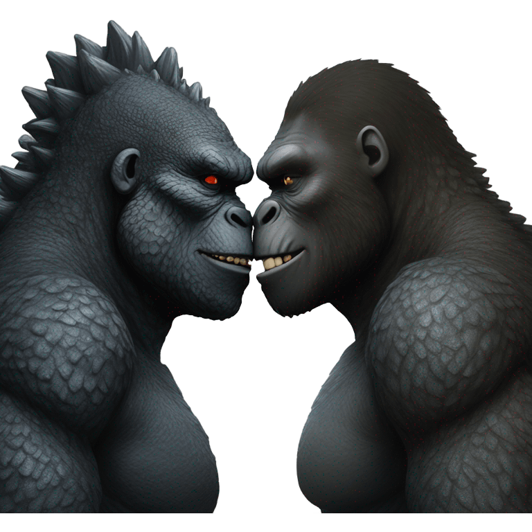 Godzilla kissing king kong emoji