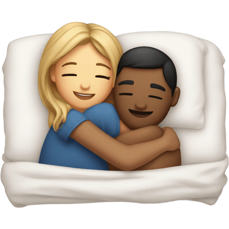 Couples cuddling in bed emoji