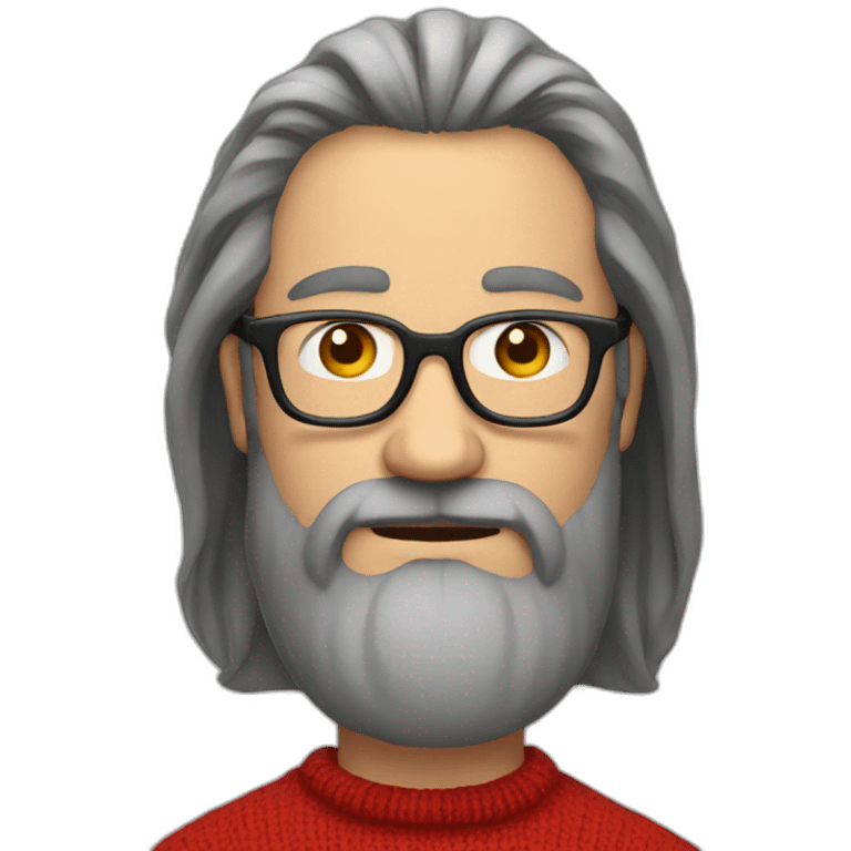 Middle age man with long beard and not very long hair and in glasses and in red sweater emoji