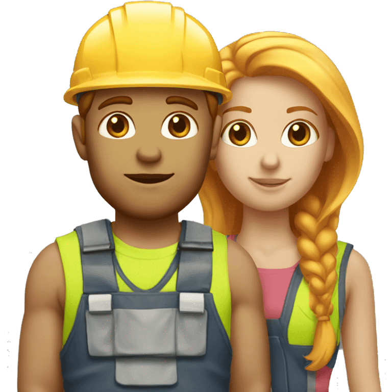 Construction worker man red hair and female blonde emoji