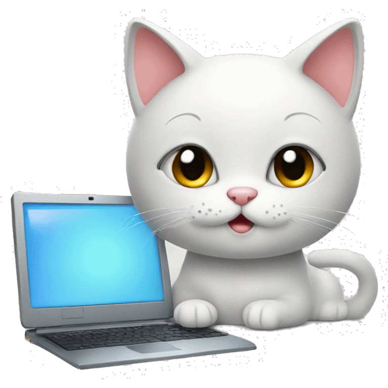 cute kitty with computer emoji