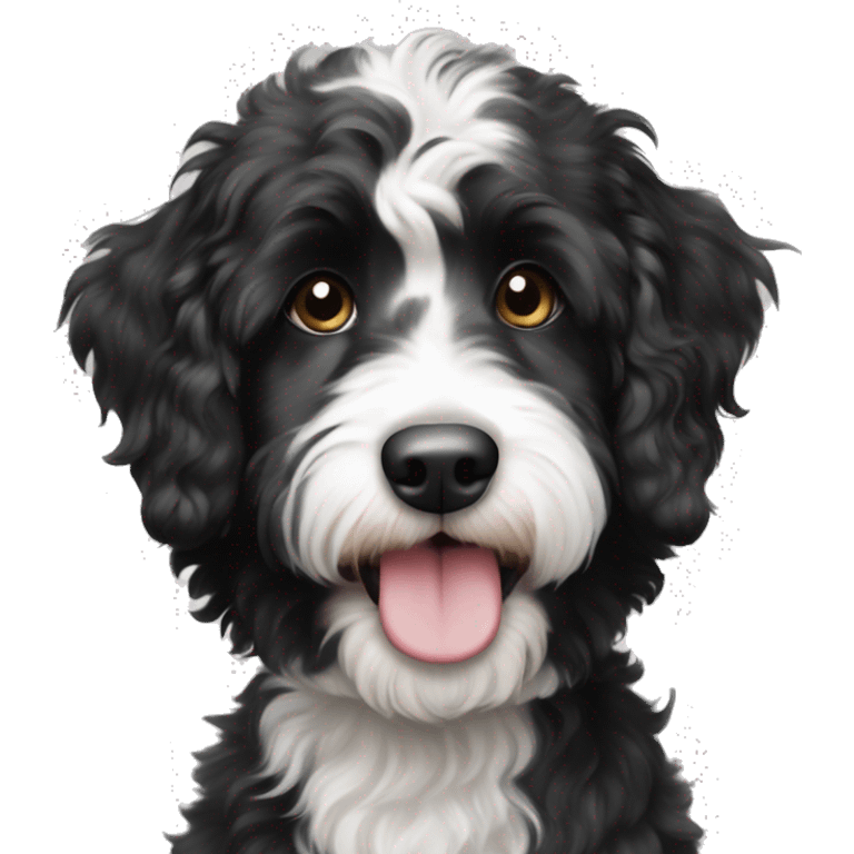 Black and white Aussiedoodle emoji