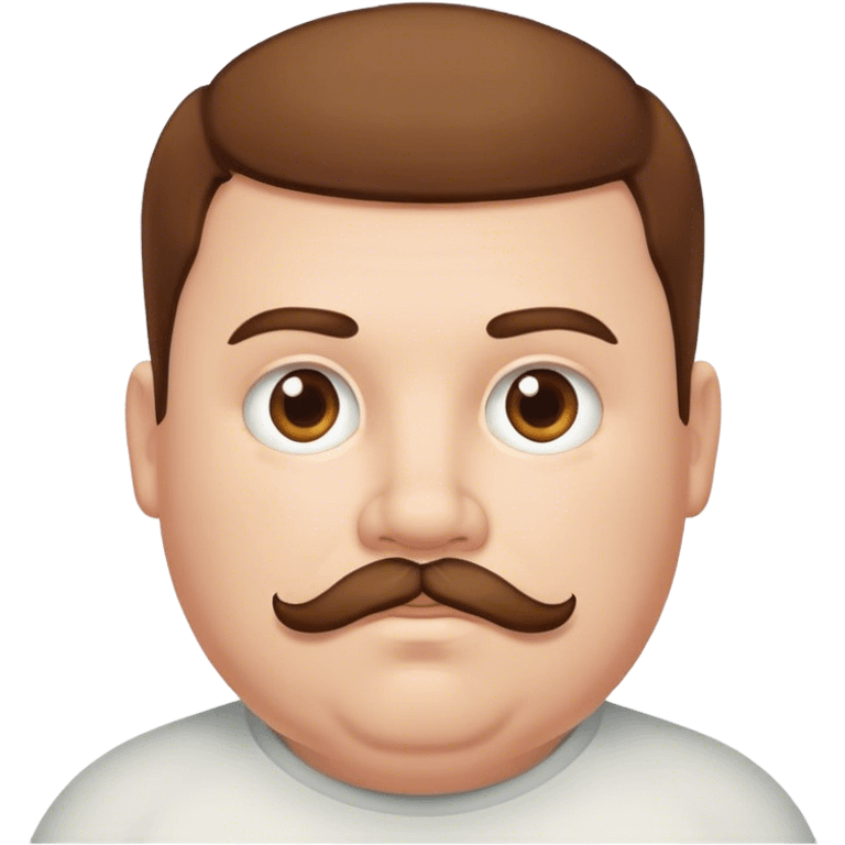 Fat white boy, short brown hair, shaved beard and mustache emoji