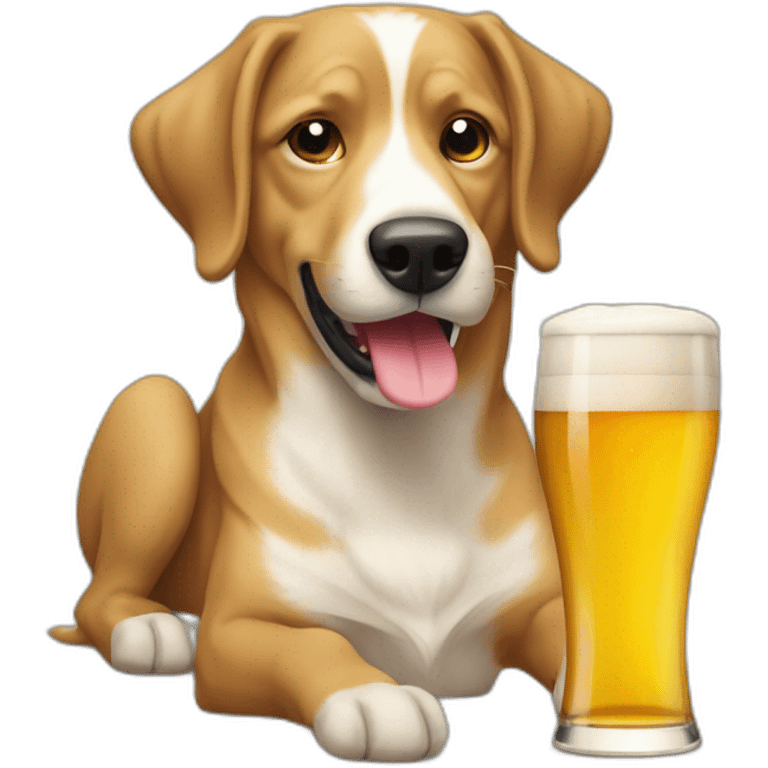 Un chien qui boit de la bière emoji