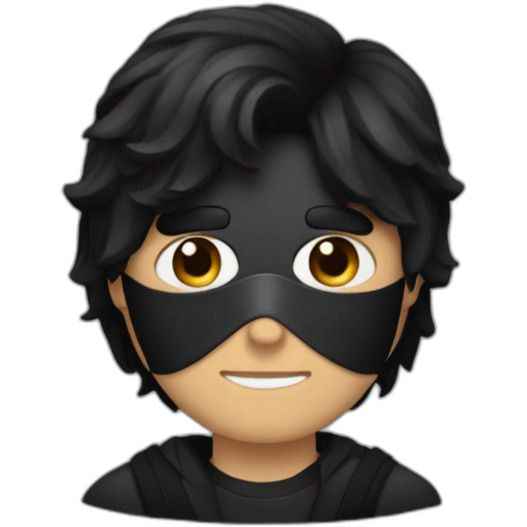 A man with black hair and wearing a black mask emoji