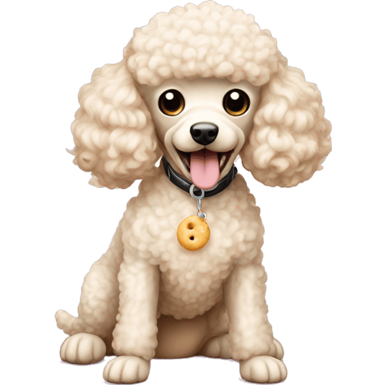 cream mini poodle eating  emoji