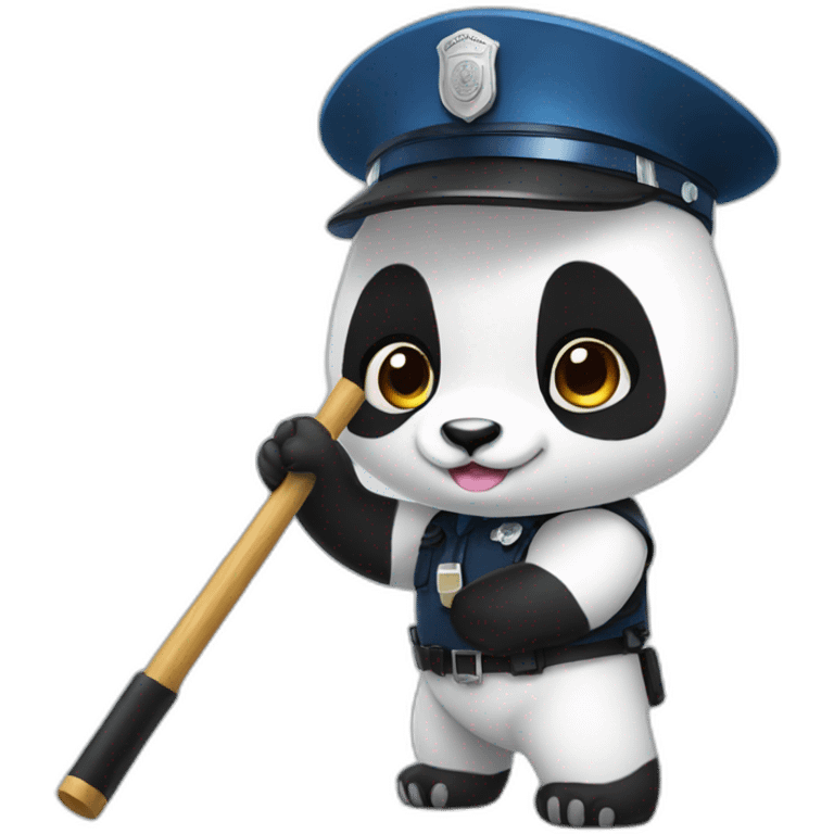 panda with baton and police cap emoji