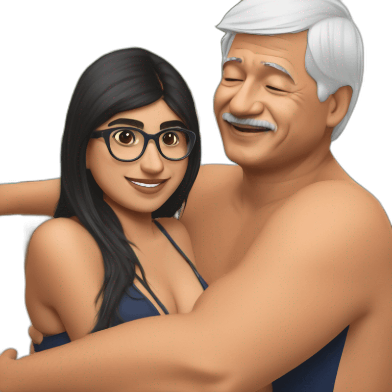 mia khalifa bikini hugging to Andres Manuel Lopez Obrador fronted emoji