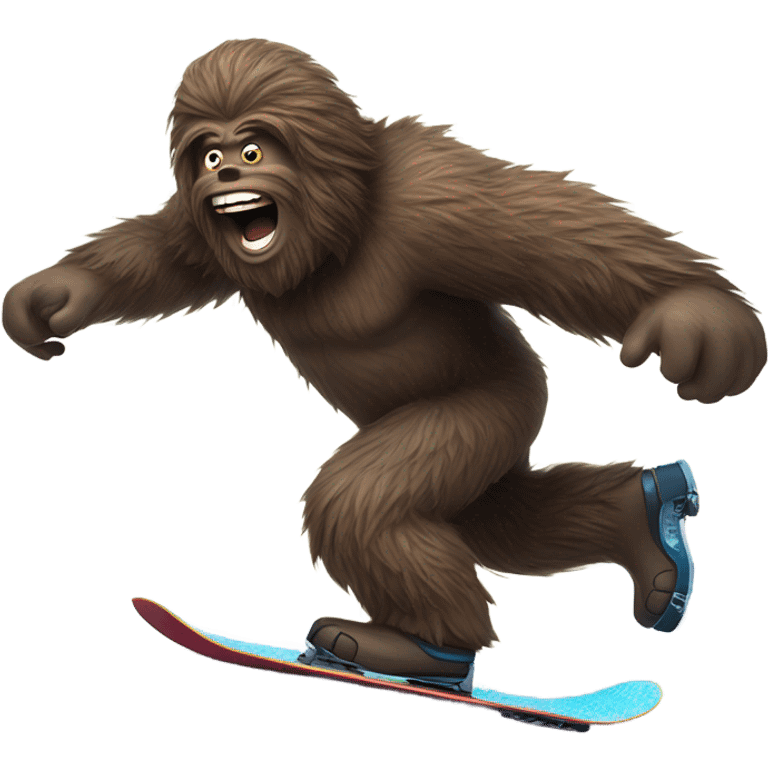 Bigfoot on a snowboard emoji