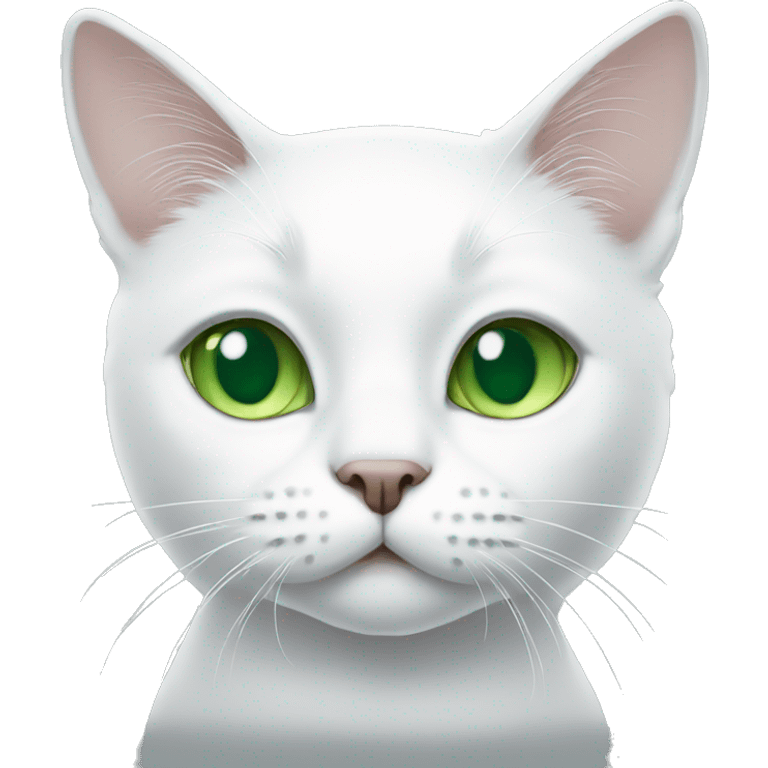 White cat with green eyes emoji