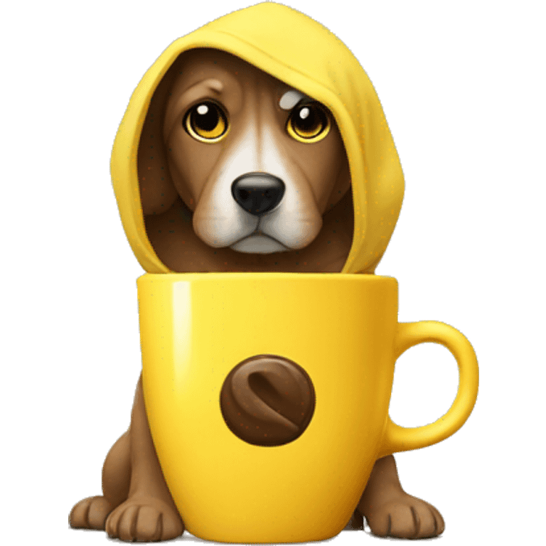 Dog coffe and yellow with hoddie emoji