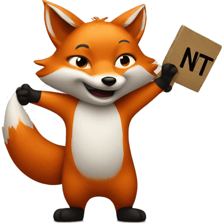 
The fox raises its arms and holds a sign saying "NT" emoji