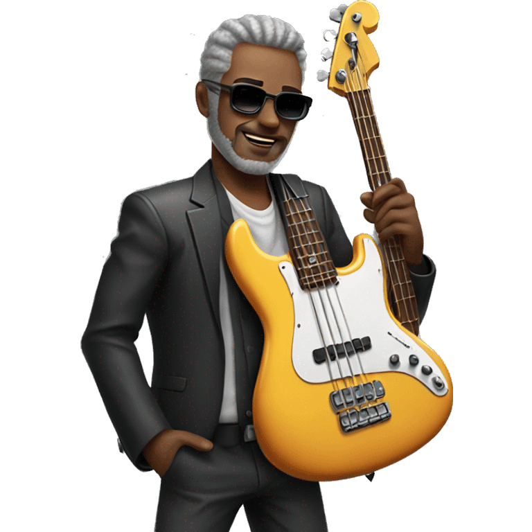 Cool daddy playing electric bass emoji